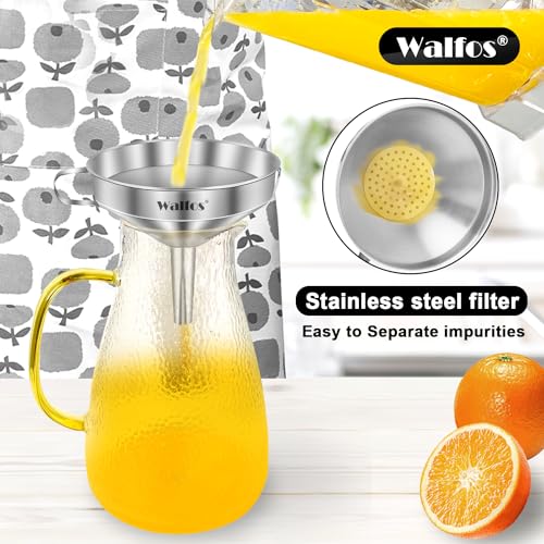 Walfos Extra Large Stainless Steel Funnel with Venting Slot, Kitchen Funnel with 2 Removable Strainer ＆ 1Pc Cleaning Brush, Perfect for Transferring Liquid, Oils, Jam, Dry Ingredients (Jumbo, 7.9") - color: 7.9in Jumbo Funnel
