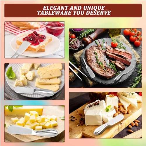 Spreader Knife Set,6-Piece Cheese and Butter Spreader Knives, Stainless Steel, Gifts for Father's Day/Christmas, Birthday/Parties, Wedding/Anniversary and Thanksgiving Day (6 Silver Round Cheese Knife Set) - color: 6 Silver Round Cheese Knife Set