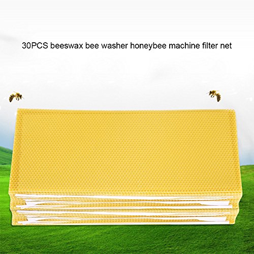 30Pcs Beekeeping Nest Foundation Beeswax Paper Sheets, Natural Honeycomb Wax Foundation for Bee Frames, Beekeeper Equipment, Golden Yellow Sweet Scent New