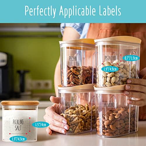 Hebayy 612 All Caps Minimalist Pantry Food Labels, Herb Spice Seasoning Oil Stickers, Plus 51 Blank Ones, Waterproof, Oil & Tear Resistant, No Residue, Expand Version for Kitchen Containers Jars - style: Style 2