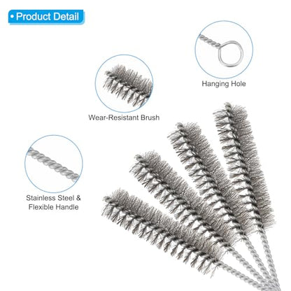 PATIKIL 12" Wire Tube Cleaner, 8Pcs 1" Diameter Stainless Steel Wire Tube Cleaner Pipe Cleaning Supplies for Auto Parts, Bottles, Tubes, Silver Tone - size: 1"
