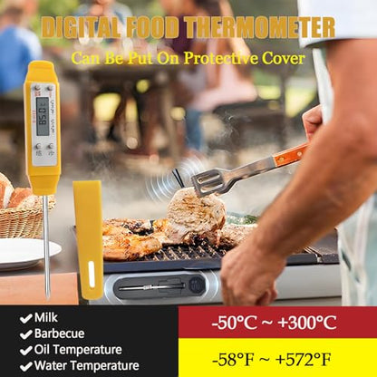 Meat Thermometer - Digital Food Thermometer for Cooking Kitchen - Automatic Calibration Pen Style Electronic Pocket Thermometer for Water Temperature, Barbecue (Yellow) - color: Yellow