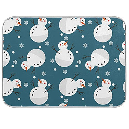 Super Absorbent Dish Drying Mat, Microfiber 23 Fast-Drying Dish Mat, 16" x 18", Kitchen Dish Drying Pad, Snowman Snowflake Cute Christmas Holidays… - color: Snowman Snowflake Cute Christmas Holidays, size: 16" x 18"