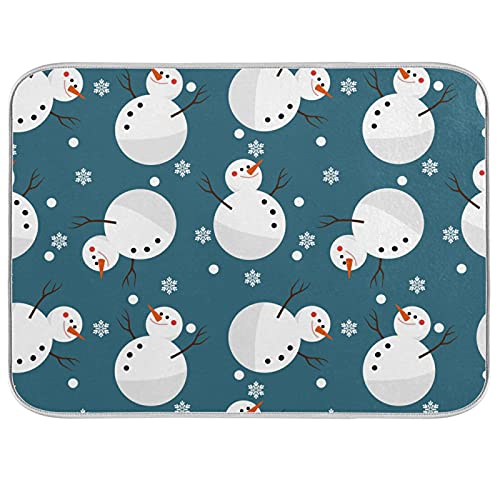 Super Absorbent Dish Drying Mat, Microfiber 23 Fast-Drying Dish Mat, 16" x 18", Kitchen Dish Drying Pad, Snowman Snowflake Cute Christmas Holidays… - color: Snowman Snowflake Cute Christmas Holidays, size: 16" x 18"
