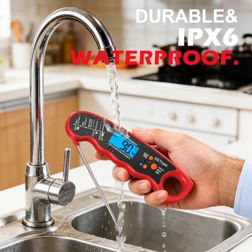 Digital Instant Read Meat Thermometer Kitchen Cooking Food Candy Thermometer for Oil Deep Fry BBQ Grill Smoker Thermometer by AikTryee - color: Red-SR807