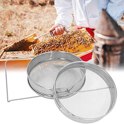 Oumefar Stainless Steel Honey Filter, Double Sieve Strainer 18 Mesh 25 Mesh for Beekeeping Apiary Equipment