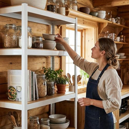 Durstruct 5 Tier 36" W×16" D×72" H White Shelving Unit Adjustable Metal Storage Utility Rack Heavy Duty Shelves Organization Multipurpose Shelf Kitchen Garage Pantry Closet Bathroom - size: 36" W x 16" D x 72" H