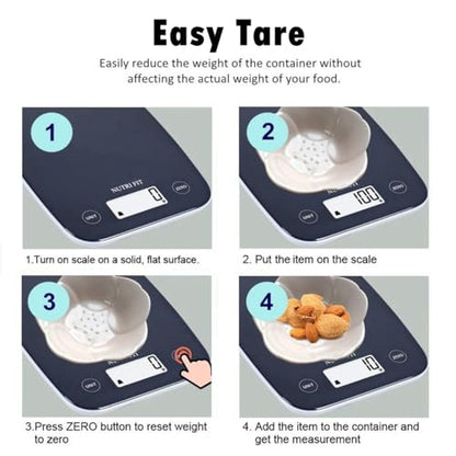 NUTRI FIT Digital Food Scale, 11lb Kitchen Scale Digital Weight, Cooking Scale for Food Ounces and Grams, 4 Units with 0.1oz/1g Precision, LCD Display with Tare Function - color: Ink Black