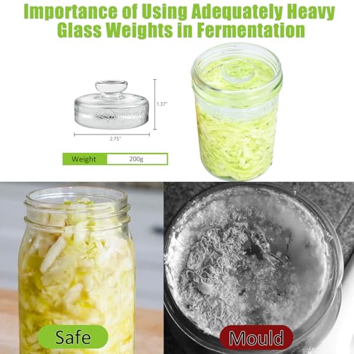 Artcome 5-Pack Glass Fermentation Weights with Easy Grip Handle and Unique Texture Design for Large Wide Mouth Mason Jars - Pickle Pebbles with Glass Weights Organizer - Space Saving Compact Design - size: glass weights 5pc + holder 1pc + tongs x 1pc