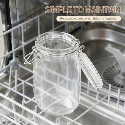 ODBCYWM 34oz Glass Food Storage Jars with Airtight Lids, Set of 4 – Clear Preserving Seal Wire Clip Fastening Canisters for Kitchen Canning, Flour, Cereal, Pasta, Sugar, Beans, Pickling Jars (34oz*4) - size: 34oz*4