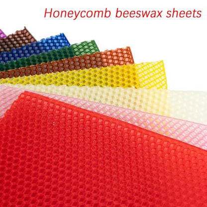 QUYLIXX 20 Pcs Beeswax Candle Making Kit, Natural Beeswax Sheets for Candle Making Rolling Kits (Bright Color, 8 x 8 inch)