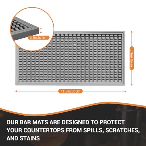 ZJWZLG Bar Mat 5.9"x11.8"(2Pcs) Non-Slip Rubber Bar Mat, Spill Proof & Flat Design,Easy to Clean Textured Surface forHome Bar,Coffee Station, Bartending - Protects Countertops & Glassware(Gray). - color: Grey-2pcs, size: 6" x 12"