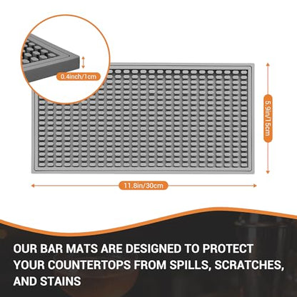 ZJWZLG Bar Mat 5.9"x11.8"(2Pcs) Non-Slip Rubber Bar Mat, Spill Proof & Flat Design,Easy to Clean Textured Surface forHome Bar,Coffee Station, Bartending - Protects Countertops & Glassware(Gray). - color: Grey-2pcs, size: 6" x 12"
