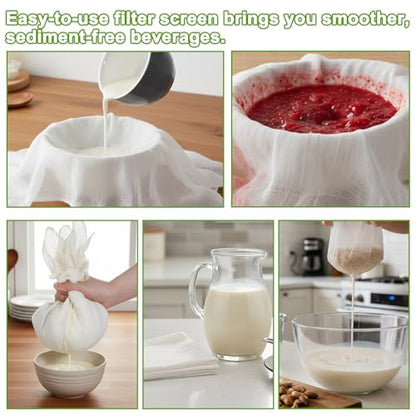 6 Pcs Cheesecloth Bags for Straining, 20x20Inch Unbleached Cotton Cheesecloth Cheese Cloths for Yogurt Nut Milk Baking