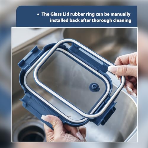 GENICOOK Glass Meal Prep Containers 5-Pack With Glass Lids & Steam Vent, 35 Oz / 4.4 Cups Leakproof Airtight Food Storage Containers, Borosilicate Glass, Microwave And Dishwasher Safe, Bpa-Free - color: Grand Five-Color
