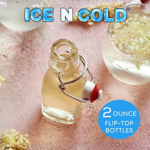 ICE N COLD Glass Swing Top Bottles | Flip Top Glass Bottles for Limoncello, Syrups, Oils, Vinegar, Extracts & Beverages | Airtight Reusable Glass Bottles (12-Pack, MINI (60ml | 2oz)) - color: 12-Pack, size: 2 Ounces