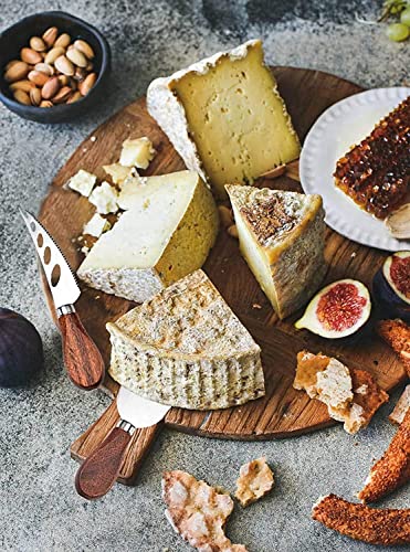 Cheese Knives 6 Set with Wooden Handle, Mini Steel Stainless Cheese knife set for Charcuterie and Cheese spread Mini Serving Tongs Spoons Forks Toothpick Flags for party Wedding Christmas - color: Wood