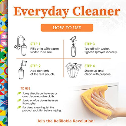 Truly Free Everyday Cleaner Kit - Multipurpose Cleaner Spray, Kitchen Counter Cleaner, Natural Cleaning Products, Multi-Surface Household Solution, 16 oz Reusable Empty Bottle + Two Fills, 3 oz ea. - size: 1 Count (Pack of 1)