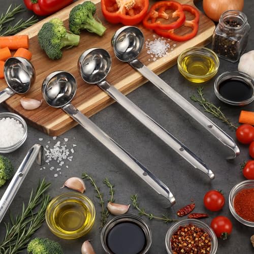 Cunhill 5 Pcs Soup Ladles Stainless Steel Serving Ladles with Long Handle for Serving, Cooking, Stirring, Portioning Kitchen Restaurant Accessories (1 oz) - size: 1 oz