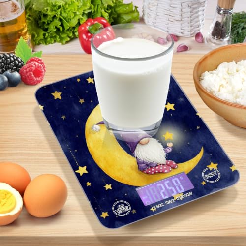 Food Scale Kitchen Digital Scale Food Ounces and Grams Dieting Baking Cooking Waterproof Glass Panels LCD Display,4 Units Scale Tare Function Stars Dark Blue - color: Constellation 26