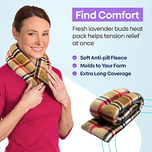 SunnyBay Microwave Heating Pad, Microwavable Heated Neck and Shoulder Wrap, Soothing Weighted Moist Heat or Ice Pack with Flaxseed and Lavender, 26x5 Inches, 2.5 lbs, Made in USA, London - color: Lavender - London