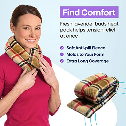 SunnyBay Microwave Heating Pad, Microwavable Heated Neck and Shoulder Wrap, Soothing Weighted Moist Heat or Ice Pack with Flaxseed and Lavender, 26x5 Inches, 2.5 lbs, Made in USA, London - color: Lavender - London