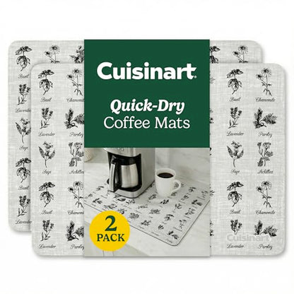 Cuisinart Coffee Mat for Countertop (2 Pack)–Quick-Dry Absorbent Coffee Bar Mat for Espresso Machines & Brew Stations, Also Use as a Dish Drying Mat on Kitchen Counter, Non-Slip, Easy Care, 15” x 20” - color: Herbs