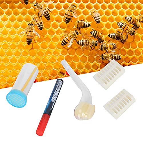 Zerodis Queen Bee Marking Kit, Easy Use Marking Bottle Gently Press The Piston Beekeeping Supplies Ample Space Queen Bee Cage Water Based Queen Bee Marker Pen