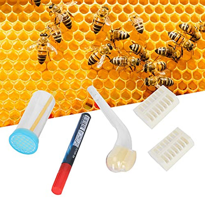 Zerodis Queen Bee Marking Kit, Easy Use Marking Bottle Gently Press The Piston Beekeeping Supplies Ample Space Queen Bee Cage Water Based Queen Bee Marker Pen
