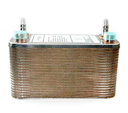 Brazed 40-Plate Heat Exchanger and Wort Chiller,40 Plates Copper Brazed Wort Chiller,Stainless Steel Beer Chiller,R 1/2" X RC 1/2" X Gas Type Fitting 12.8mm