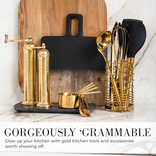 STYLED SETTINGS Gold Measuring Cups and Spoons Set – Stackable 8-Piece Brass Measuring Cups and Spoons – Stylish and Sturdy Gold Kitchen Accessories for Baking and Cooking - color: Gold