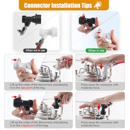3FT 5/16 Beer Line Tubing & 5FT 5/16 CO2 Gas Line & 1Pair Ball Lock Keg Connectors & 1 Picnic Tap,Cuttable PVC Draft Beer Kegerator Line CO2 Regulator Gas Line Barb Fitting Hose Clamps Kegerator Parts