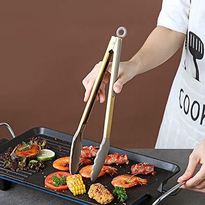 Gold Cooking Tongs, Berglander Heavy Duty Food Tongs For Cooking With Silicone Tips And Titanium Gold Plating Handle, Kitchen Tongs, Grill Tongs, Dishwasher Safe, Easy to Clean - style: i. Cooking Tong