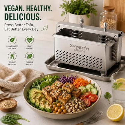 Tofu Press Stainless Steel, 304 Stainless Steel Paneer Maker & Cheese Press with Drip Tray, Adjustable Pressure Tofu Presser for Firm & Extra Firm Tofu, Dishwasher Safe, BPA FreeFood Strainer(6.6*4.7) - size: 6.6*4.7
