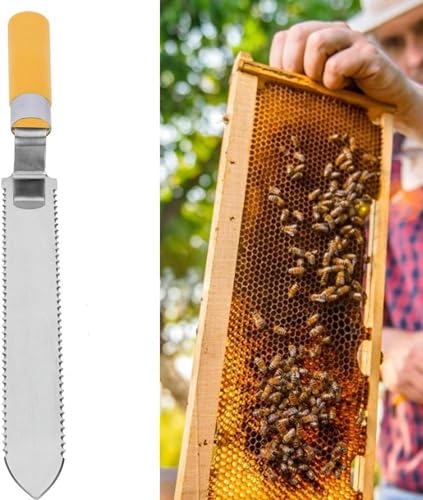 16.3in Stainless Steel Beekeeping Serrated Honey Scraping Knife Uncapping Knife Beekeeper Tools for Honey Harvesting Extracting Bee Keeping,Honey Uncapping Knife, Honey Scraper
