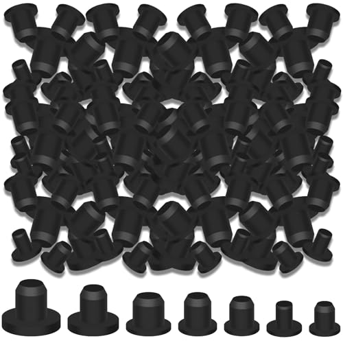 140Pcs Rubber Plug Box, Round Hole Silicone Tool Various Sizes Rubber Plugs Round HolesT-Type Flexible Stopper Sealing Covers for Car Wiring Furniture - color: 140pcs