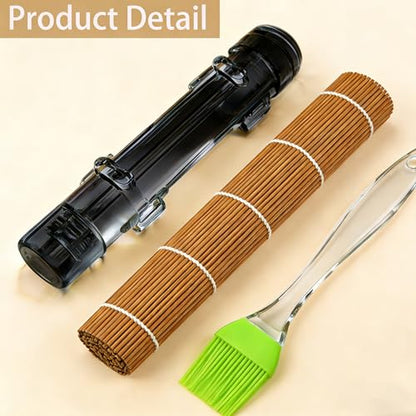 Sushi Making Kit – Clear Sushi Bazooka Roller & Bamboo Sushi Rolling Mat, Easy DIY Sushi Maker Tool Set for Beginners, Homemade Sushi Rolls for Kitchen & Party (Clear Black) - color: Clear Black