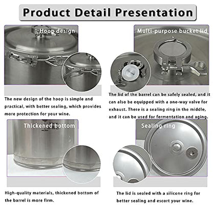 Stainless Steel Fermenter Conical Home Brewing Fermentation Tank，Including Temperature Patch, Silicone Plug, One-way Valve, Silicone Ring (316, 115L) - color: 316, size: 115L