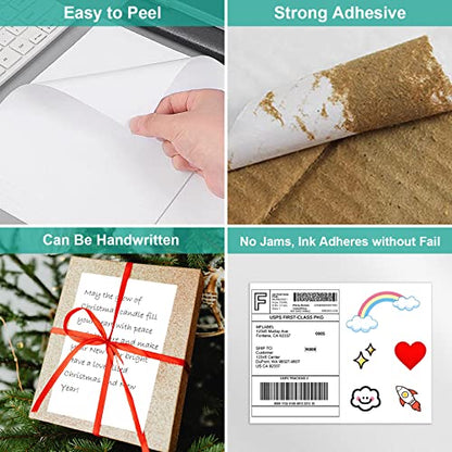 MFLABEL Half Sheet Shipping Labels - 100 Self Adhesive Sticker Sheets for Laser & Inkjet Printers, Waterproof & Smudge-Free, with 12 Free Fragile Labels for Packaging, Shipping and Crafting - size: 8.5" x 5.5" (2-up), style: 50 Sheets