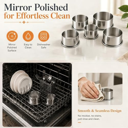 Biscuit Cutters, Round Cookie Cutters/Stainless Steel Dumpling Skin Cutters/Cake Pastry Cutters/Cake Cookie Scone Cutters Molds stamps for Cooking Baking (5Pcs, Plain Edge) - size: 5Pcs, Plain Edge