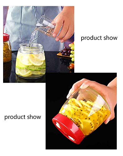 Tvoip Modern Fermenting Seal Storage Jar Transparent Glass Jars with Lid Kit/Honey Jam Fruit Cans Pickle Side Dish Tanks Tea Bottle Accessories (61OZ(1800ML)) - color: 61OZ(1800ML)