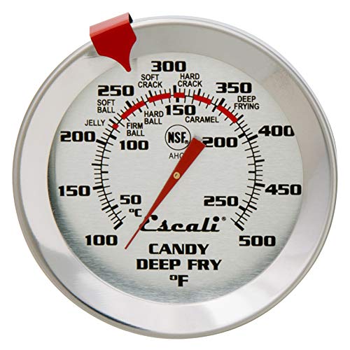 Escali AHC2 Stainless Steel Deep Frying and Candy Thermometer with Pot Clip, 12-Inch Probe with Candy Temperature Zones, NSF Certified - style: Long Probe