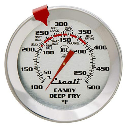 Escali AHC2 Stainless Steel Deep Frying and Candy Thermometer with Pot Clip, 12-Inch Probe with Candy Temperature Zones, NSF Certified - style: Long Probe