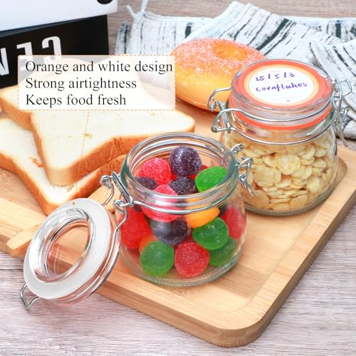 Flrolove 5oz 6pack Small Glass Jars with Airtight Lid, Glass Spice Jars | Mini Glass Food Storage Containers with Lids, Mason Jars for Cereal, Flour, Cookie, Spice, Honey, Herbs, Wedding Favors - size: 5oz*6-round