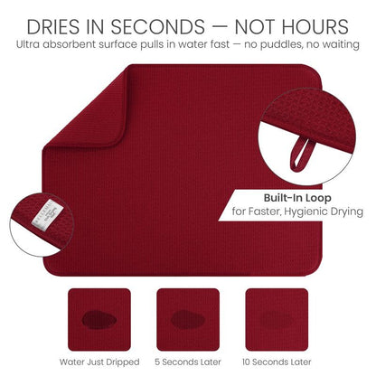 Bellemain XL Dish Mat 24" x 17" ( LARGEST MAT ) Microfiber Dish Drying Mat , Super absorbent ( Red ) - color: Red, size: 17" x 24"
