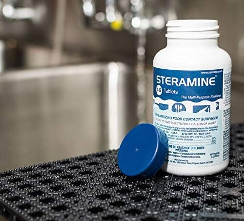 Steramine Quaternary Sanitizing Tablets (450 Count) - Commercial Sanitizer Tablets for Food-Contact Surfaces, Kitchen & Food Service - No-Rinse Dish Sanitizer Sanitabs - 150-Count/Bottle, 3-Pack