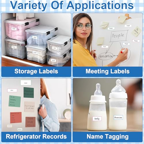 260 Pcs Dry Erase Labels, Dry Erase Stickers, Waterproof Sticker Labels, Removable Labels Easy Peel Off, Reusable Sticky Notes for Food Containers, Office (Clear, Small, Medium, Large) - color: Clear