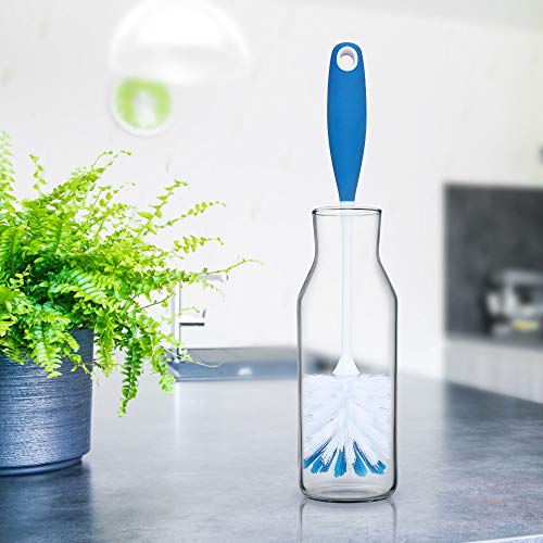 2 Pack Long Handle Bottle Scrubbing Brushes, Water Bottle Cleaner for Washing Glasswares, Wine Decanter, Hydro Flask Tumbler, Sinks, Food Jars - color: Blue