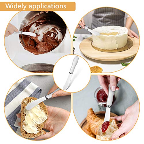 Patelai 4 Pcs Butter Spreader Knives, Stainless Steel Butter Knife with White Porcelain Handles Multipurpose Cheese Spreader for Kitchen Use for Soft Cheese, Jam, Charcuterie, Pastry, 5.74 Inch