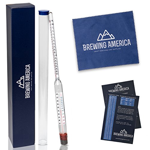 Thermo-Hydrometer Triple Scale Single: ABV Tester Professional NIST Traceable Hydrometer - Made in America - size: Single